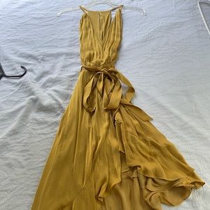 Asymmetrical ruffle wrap dress